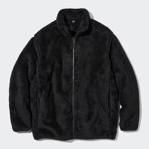 Uniqlo Black Men's Fluffy Sherpa Jacket with Full Zip